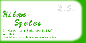 milan szeles business card